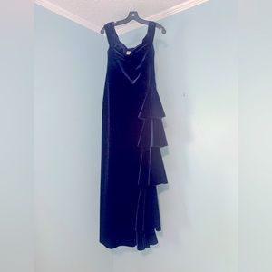 It’s a beautiful Blue velvet dress made by CHIARA BONI